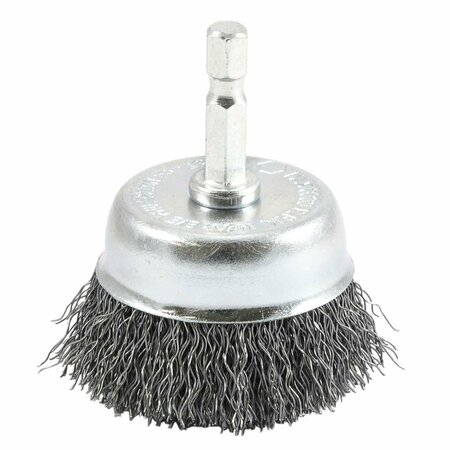 FORNEY Cup Brush, Crimped, 2 in x .012 in x 1/4 in Hex Shank 72729